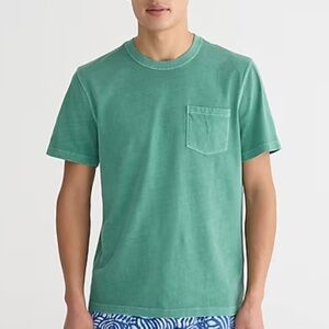 J Crew Mens Vintage Wash Cotton Pocket T Shirt Pale Peacock Green M Tall
